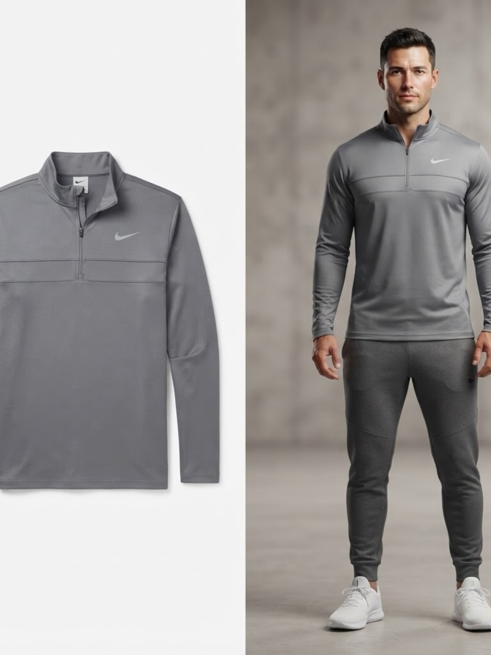 Nike Dri-Fit Therma Men's Gray Quarter-Zip Performance Top